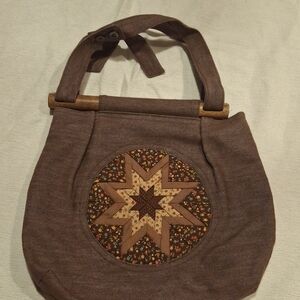 Elegant Brown Star Pattern Shoulder Bag
